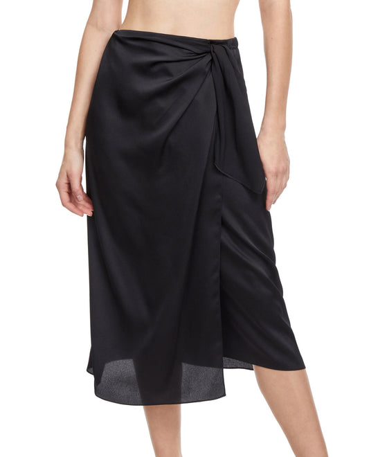 Front View Of Gottex Classic Summer In Capri Side Tie Sarong Skirt | GOTTEX SUMMER IN CAPRI BLACK