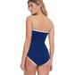 Back View Of Gottex Essentials Sail To Sunset Bandeau Strapless One Piece Swimsuit | Gottex Sail To Sunset Navy And White