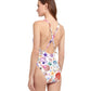 Back View Of Gottex Classic White Sands Sand Deep V Plunge One Piece Swimsuit | Gottex White Sands White