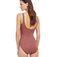Back View Of Gottex Essentials Full Coverage African Escape V-Neck Surplice One Piece Swimsuit | Gottex African Escape Rose Taupe