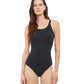 Front View Of Gottex Essentials African Escape Mastectomy High Neck One Piece Swimsuit | Gottex African Escape Black