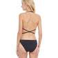 Back View Of Gottex Classic Black Pearl Deep Plunge Halter Monokini One Piece Swimsuit | Gottex Black Pearl