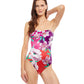 Front View Of Gottex Essentials Bella Rose Shaped Bandeau One Piece Swimsuit | Gottex Bella Rosa Cherry