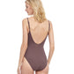 Back View Of Gottex Classic Dolce Vita Round Neck One Piece Swimsuit | Gottex Dolce Vita Taupe