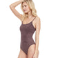 Side View View Of Gottex Classic Dolce Vita Round Neck One Piece Swimsuit | Gottex Dolce Vita Taupe