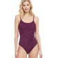 Front View Of Gottex Classic Dolce Vita Round Neck One Piece Swimsuit | Gottex Dolce Vita Plum