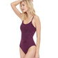 Side View View Of Gottex Classic Dolce Vita Round Neck One Piece Swimsuit | Gottex Dolce Vita Plum