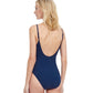 Back View Of Gottex Classic Dolce Vita V-Neck Surplice One Piece Swimsuit | Gottex Dolce Vita Navy