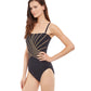 Side View View Of Gottex Essentials Embrace Bandeau Strapless One Piece Swimsuit | Gottex Embrace Black And Gold