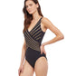 Back View Of Gottex Essentials Embrace V-Neck Surplice One Piece Swimsuit | Gottex Embrace Ink And Gold