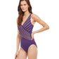Side View View Of Gottex Essentials Embrace V-Neck Surplice One Piece Swimsuit | Gottex Embrace Ink And Gold