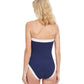 Back View Of Gottex Classic High Class Bandeau Strapless One Piece Swimsuit | Gottex High Class Navy And White
