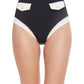 Front View Of Gottex Classic High Class Pocketed High Waist Bikini Bottom | Gottex High Class Black And White