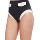 Side View View Of Gottex Classic High Class Pocketed High Waist Bikini Bottom | Gottex High Class Black And White