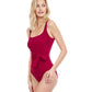 Side View View Of Gottex Classic Luna Full Coverage Square Neck Side Tie One Piece Swimsuit | Gottex Luna Raspberry