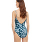 Back View Of Gottex Essentials Miss Butterfly V-Neck Surplice One Piece Swimsuit | Gottex Miss Butterfly Blue