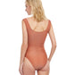 Back View Of Gottex Classic Martini Off The Shoulder One Piece Swimsuit | Gottex Martini Orange