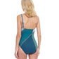 Back View Of Gottex Classic Modern Shades One Shoulder One Piece Swimsuit | Gottex Modern Shades Blue