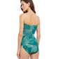 Back View Of Gottex Essentials Natural Essence Bandeau Strapless One Piece Swimsuit | Gottex Natural Essence Green And White