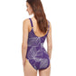 Back View Of Gottex Essentials Natural Essence Full Coverage Square Neck One Piece Swimsuit | Gottex Natural Essence Ink And White