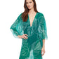 Front View Of Gottex Natural Essence Deep V-Neck Cover Up Dress | Gottex Natural Essence Green And White