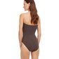 Back View Of Gottex Essentials Onyx Bandeau Strapless One Piece Swimsuit | Gottex Onyx Brown And Gold