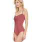 Side View View Of Gottex Classic Queen Of Paradise Bandeau One Piece Swimsuit | Gottex Queen Of Paradise Rose Taupe
