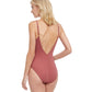Back View Of Gottex Classic Queen Of Paradise V-Neck One Piece Swimsuit | Gottex Queen Of Paradise Rose Taupe