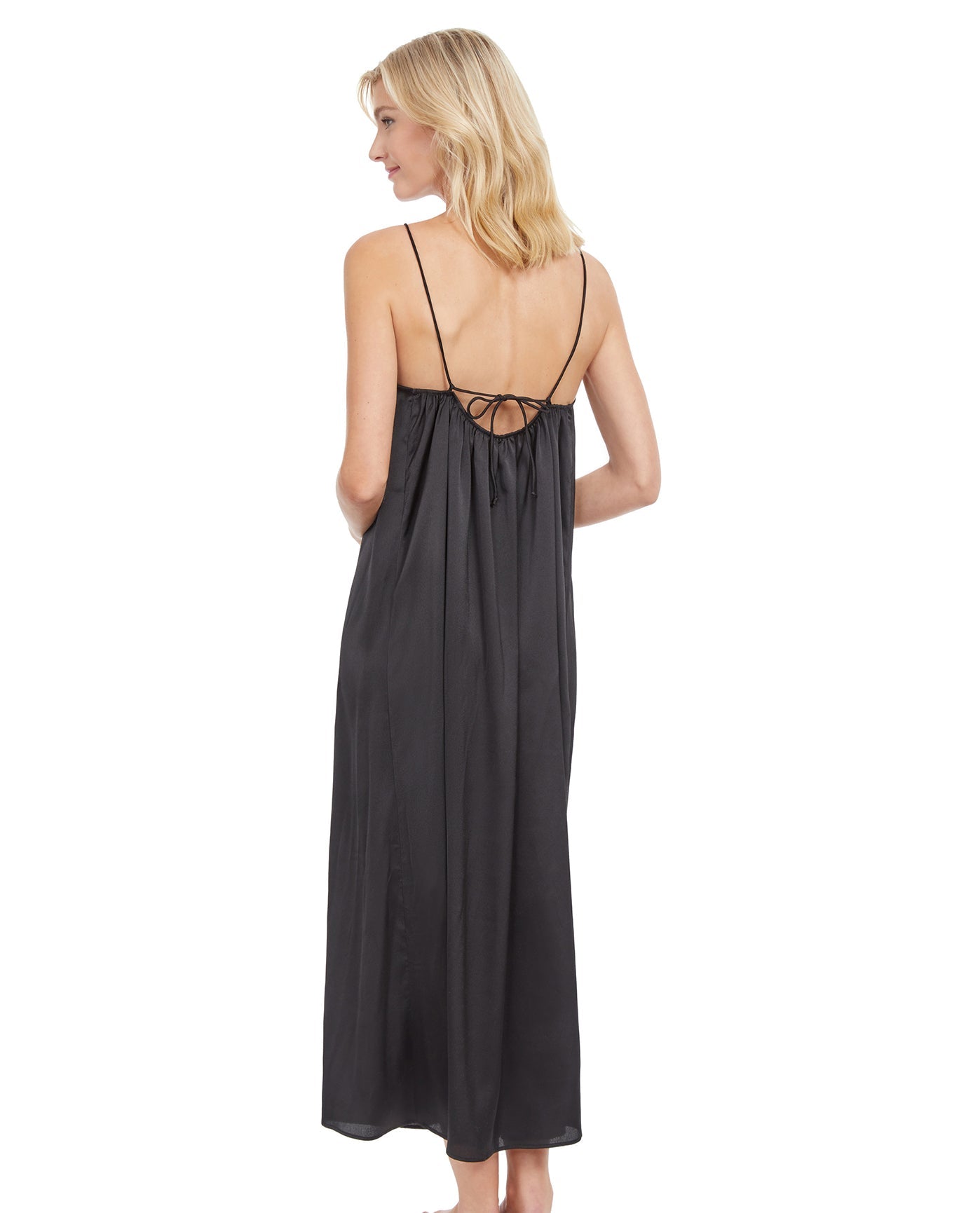 Back View Of Gottex Classic Queen Of Paradise High Neck Long Cover Up Dress | Gottex Queen Of Paradise Black