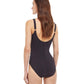 Back View Of Gottex Essentials Simple Elegance Full Coverage Square Neck One Piece Swimsuit | Gottex Simple Elegance Black And White