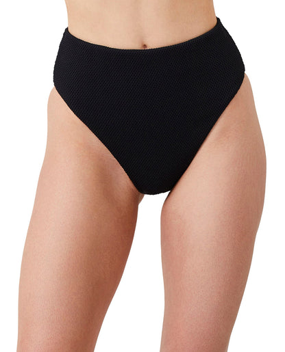 Front View Of Luma Sensual Simplicity High Leg High Waist Bikini Bottom | LUMA SENSUAL SIMPLICITY BLACK