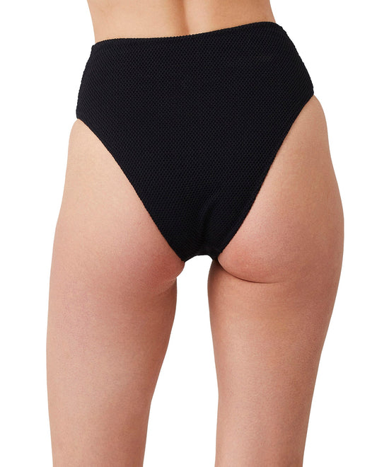 Back View Of Luma Sensual Simplicity High Leg High Waist Bikini Bottom | LUMA SENSUAL SIMPLICITY BLACK