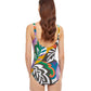 Back View Of Gottex Essentials Tribal Art Full Coverage V-Neck Surplice One Piece Swimsuit | Gottex Tribal Art