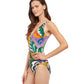 Side View View Of Gottex Essentials Tribal Art Full Coverage V-Neck Surplice One Piece Swimsuit | Gottex Tribal Art