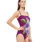 Side View View Of Gottex Essentials Wild Flower Bandeau Strapless One Piece Swimsuit | Gottex Wild Flower Plum