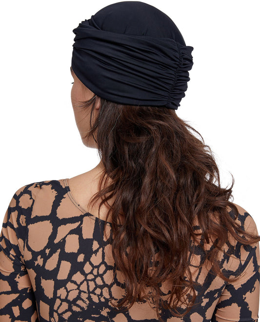 Back View Of Gottex Modest Knotted Hair Covering | GOTTEX MODEST BLACK