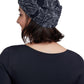 Back View Of Gottex Modest Knotted Hair Covering | GOTTEX MODEST BLACK AND WHITE LEAF