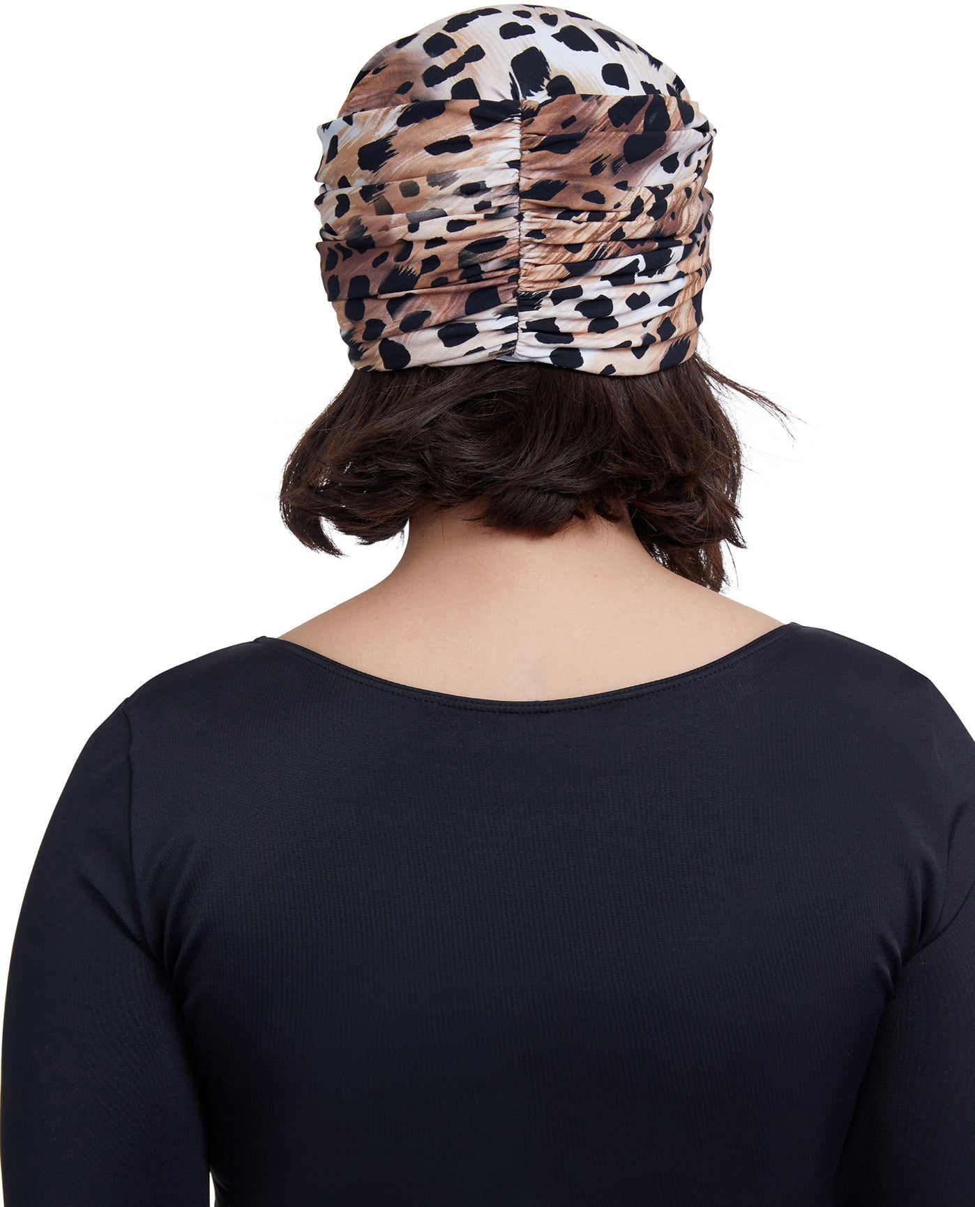 Back View Of Gottex Modest Knotted Hair Covering | GOTTEX MODEST LEOPARD