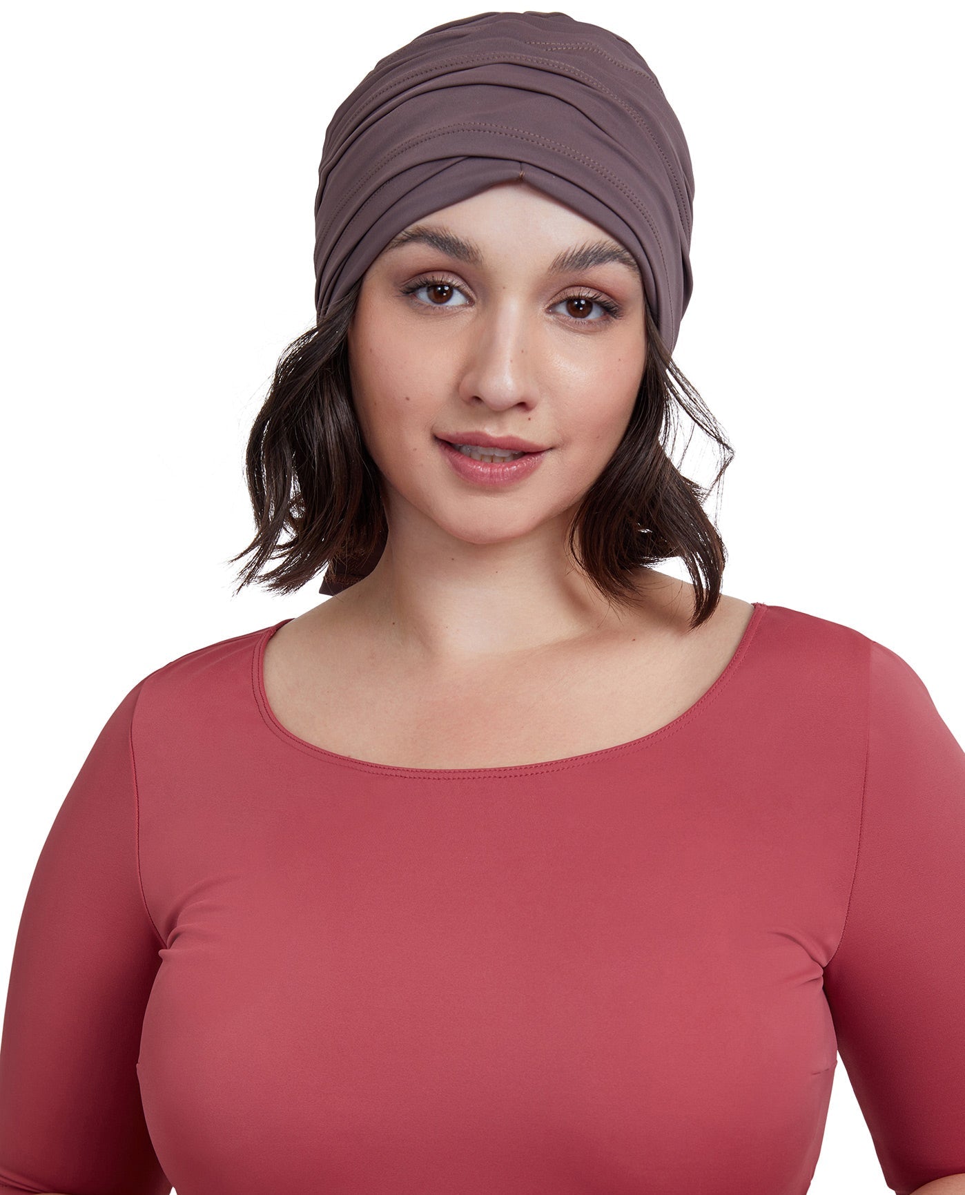 Front View Of Gottex Modest Hair Covering With Tie | GOTTEX MODEST CEDAR