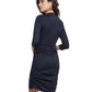 Back View Of Gottex Modest High Neck Long Sleeve Side Shirred Swimsuit Dress | GOTTEX MODEST BLACK