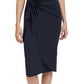 Front View Of Gottex Modest Long Draped Wrap Skirt | GOTTEX MODEST BLACK