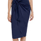 Front View Of Gottex Modest Long Draped Wrap Skirt | GOTTEX MODEST ADMIRAL BLUE