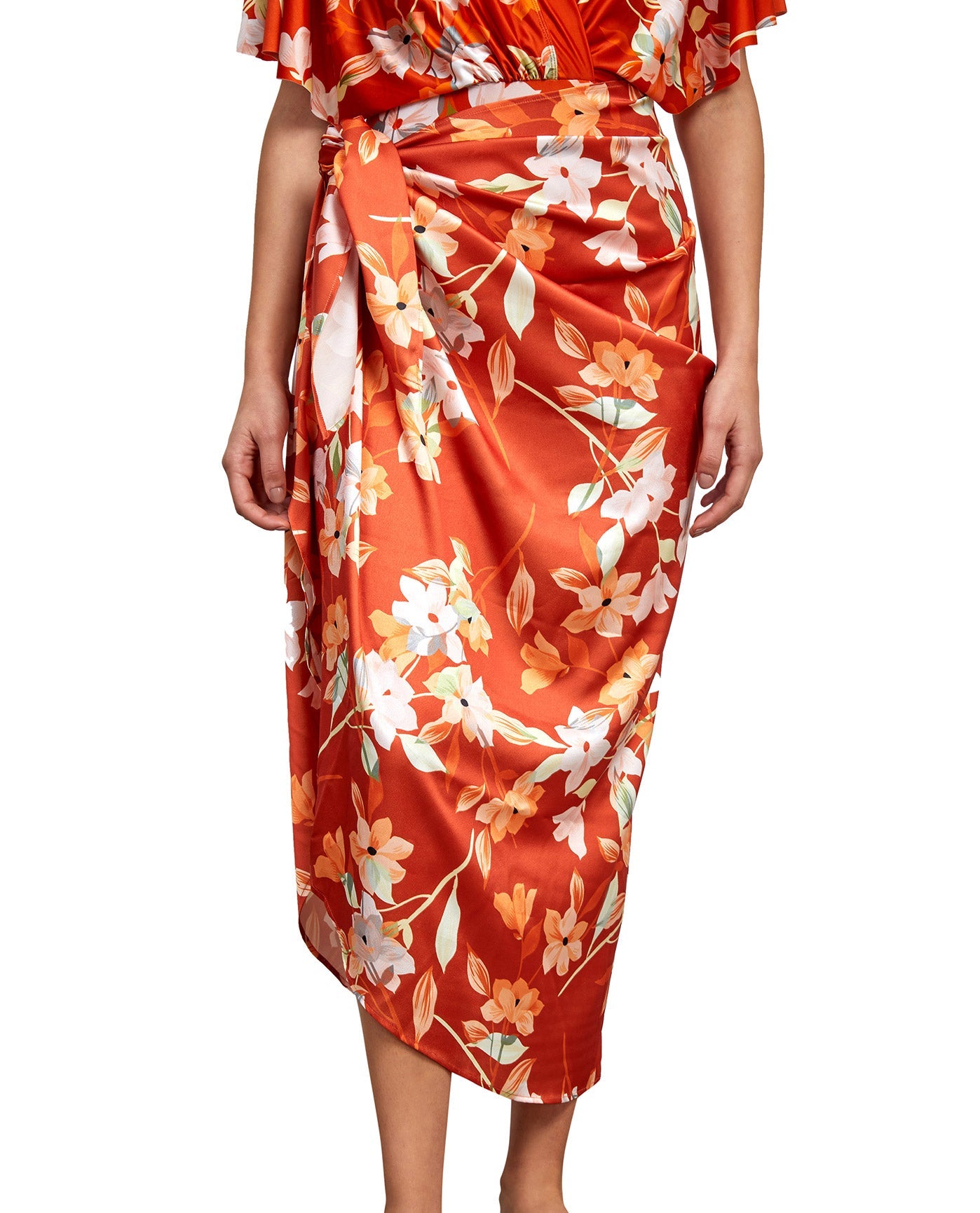 Front View Of Gottex Modest Pareo Wrap Skirt | GOTTEX MODEST AMORE SPICE
