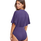 Back View Of Gottex Modest V-Neck Wide Sleeve One Piece Swimsuit | GOTTEX MODEST BLUE INK