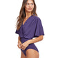 Side View Of Gottex Modest V-Neck Wide Sleeve One Piece Swimsuit | GOTTEX MODEST BLUE INK
