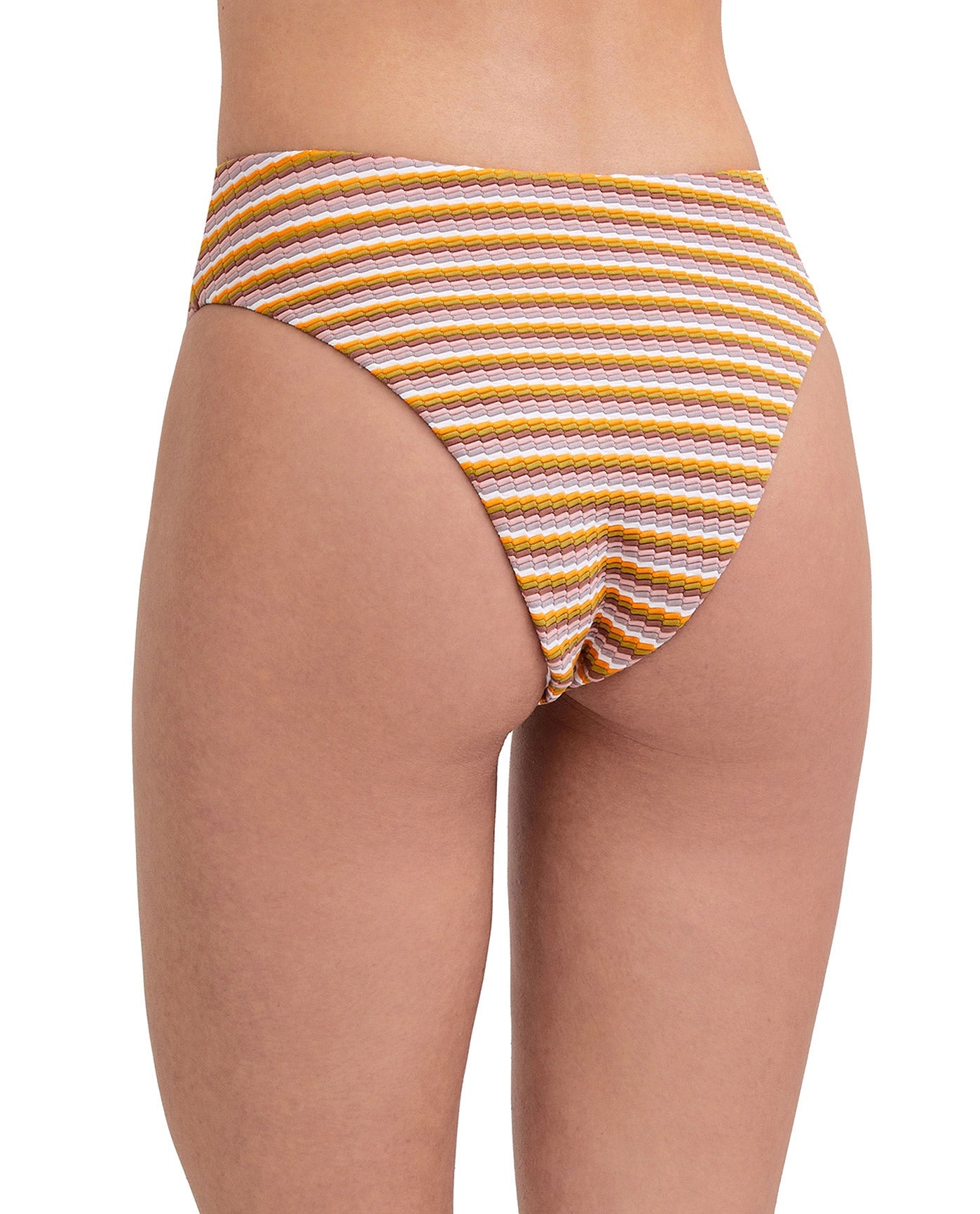 Back View Of Au Naturel Tyra High Leg High Waist Bikini Bottom | AU NATUREL PASTEL STRIPES