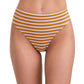Front View Of Au Naturel Tyra High Leg High Waist Bikini Bottom | AU NATUREL PASTEL STRIPES