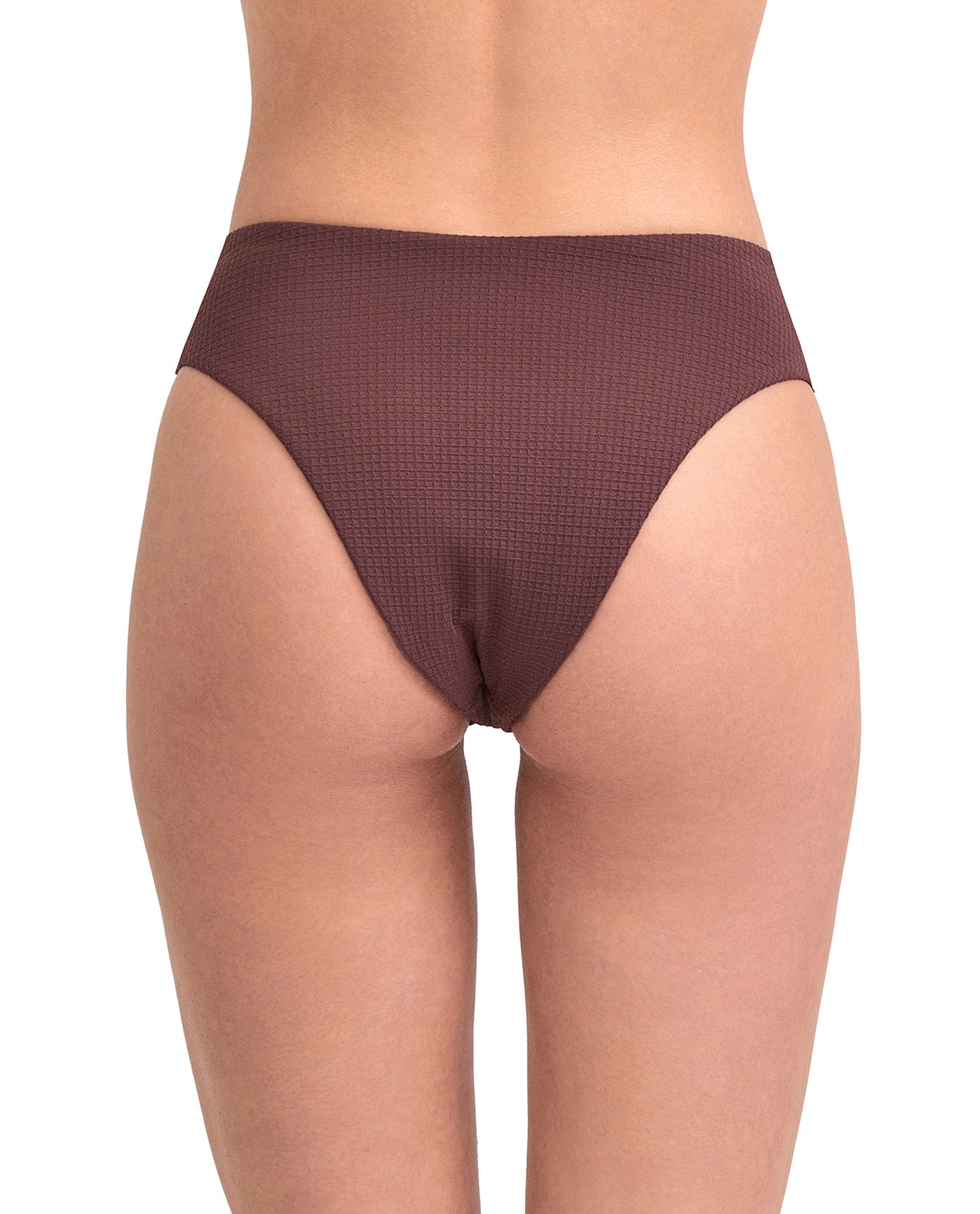 Back View Of Au Naturel Tyra Textured High Leg High Waist Bikini Bottom | AU NATUREL BRUNETTE TEXTURED