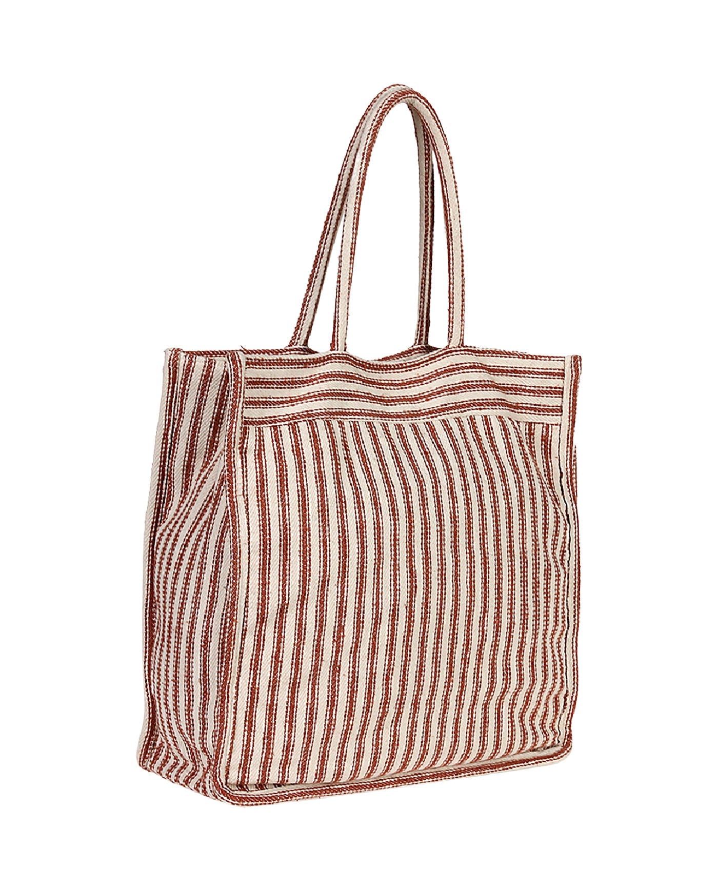 Front View Of Gottex Perfect Stripes Bag | GOTTEX TERRACOTTA AND WHITE