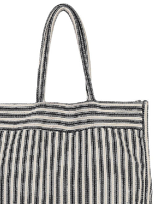 Front Detail View Of Gottex Perfect Stripes Bag | GOTTEX NAVY AND WHITE